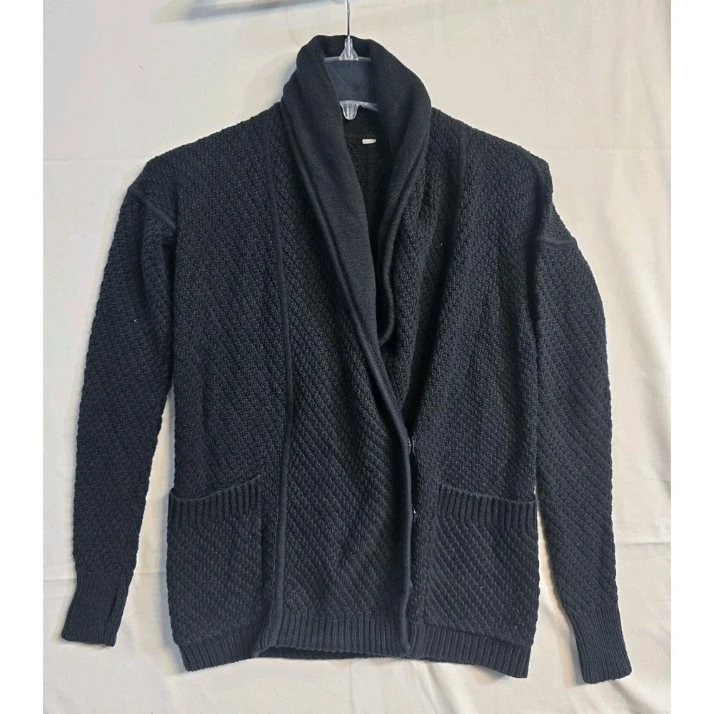 Lululemon BLACK Knit Cardigan Sweater Women Small Cotton